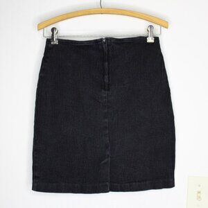 Vintage Discover Black Short Denim Jean Skirt Size 11 Zipper Closure 80s Style